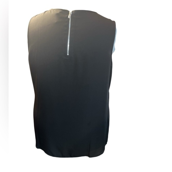Chico's Black Tank layering staple blouse Tulip Hem silver zipper work career Lg - Picture 5 of 9